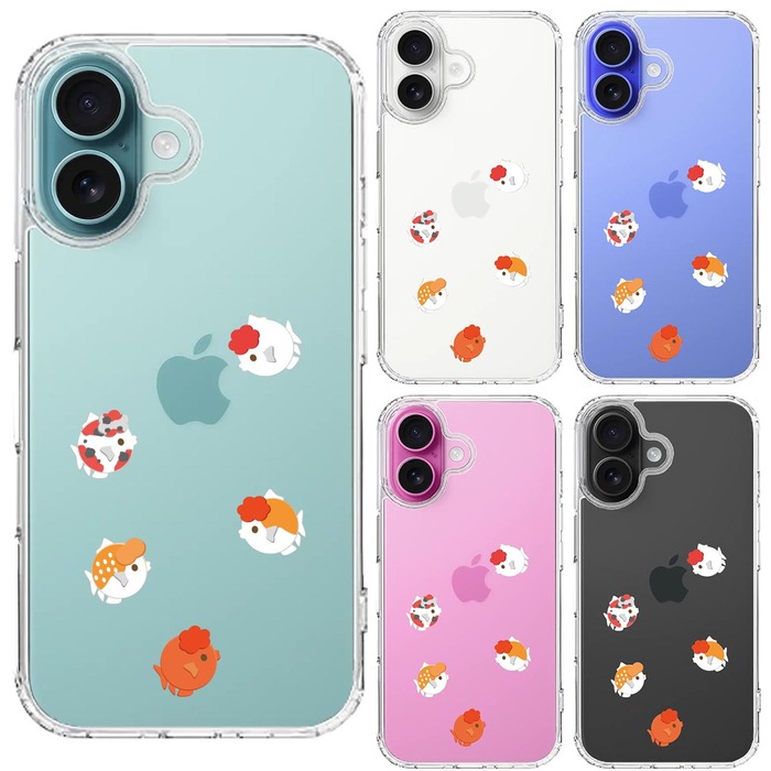 iPhone16 ケース クリア 金魚 らんちゅう スマホケース 側面ソフト 背面ハード ハイブリッド -1
