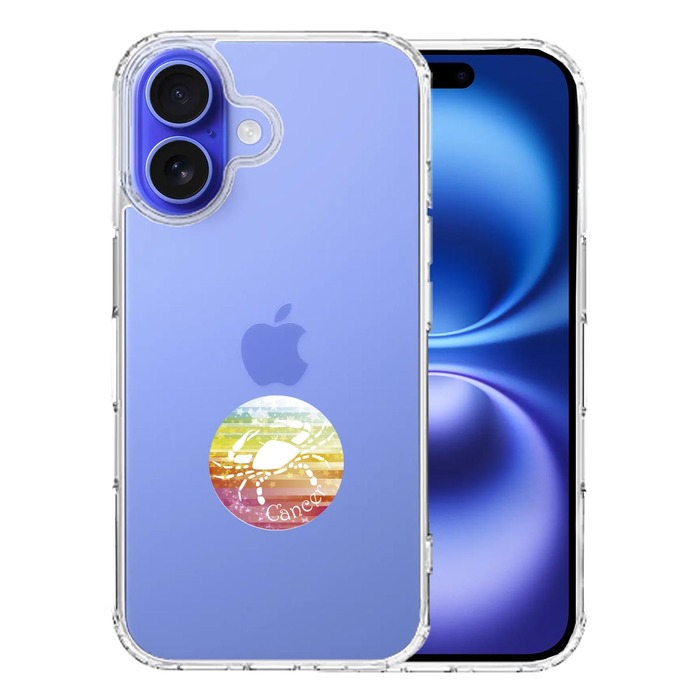 iPhone16 ケース クリア 星座 かに座 蟹座 Cancer スマホケース 側面ソフト 背面ハード ハイブリッド -0