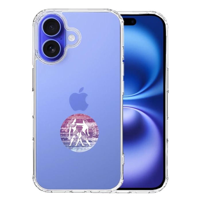 iPhone16 ケース クリア 星座 ふたご座 双子座 Gemini スマホケース 側面ソフト 背面ハード ハイブリッド -0