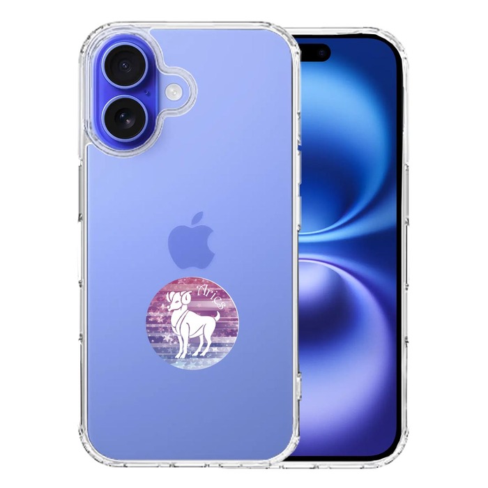 iPhone16 ケース クリア 星座 おひつじ座 牡羊座 Aries スマホケース 側面ソフト 背面ハード ハイブリッド -0