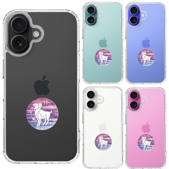iPhone16 ケース クリア 星座 おひつじ座 牡羊座 Aries スマホケース 側面ソフト 背面ハード ハイブリッド -1