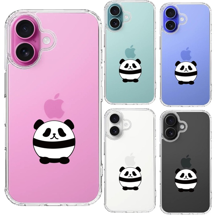 iPhone16 ケース クリア ボール パンダ スマホケース 側面ソフト 背面ハード ハイブリッド -1