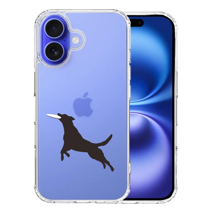 iPhone16 ケース クリア わんこ フリスビードッグ スマホケース 側面ソフト 背面ハード ハイブリッド -0