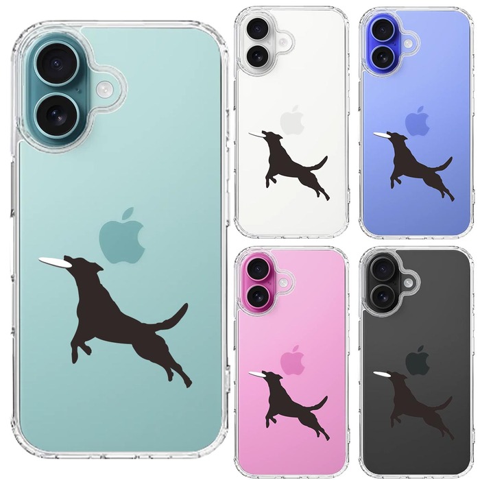 iPhone16 ケース クリア わんこ フリスビードッグ スマホケース 側面ソフト 背面ハード ハイブリッド -1