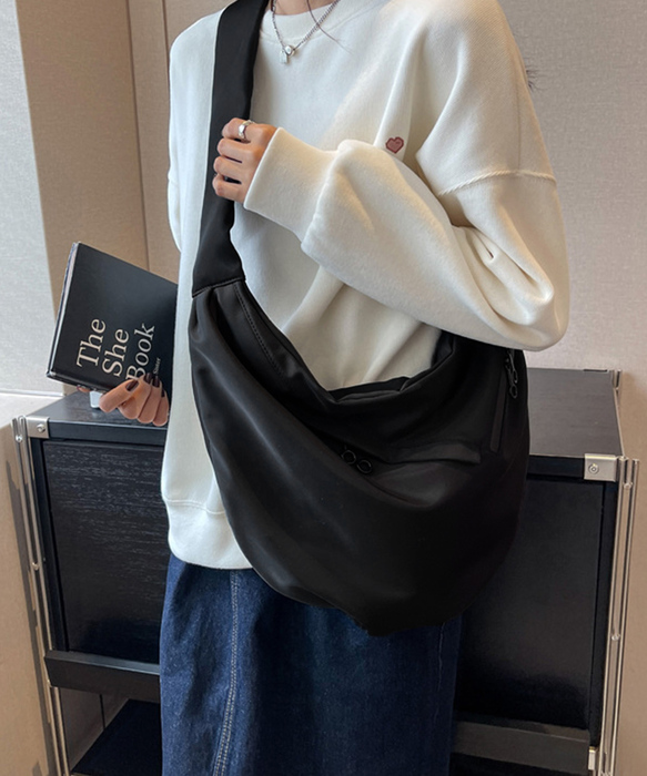 三日月型ショルダーバッグ大容量ナイロン鞄-3