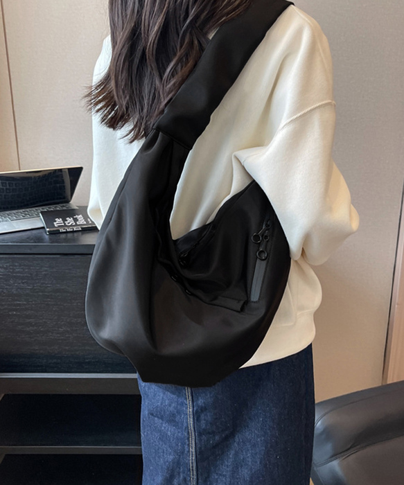 三日月型ショルダーバッグ大容量ナイロン鞄-4