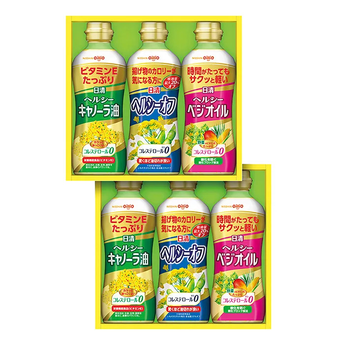 日清ヘルシーオイルギフト　日清（ヘルシーキャノーラ油・ヘルシーベジオイル・ヘルシーオフ）各350g×2 ギフト対応可-0