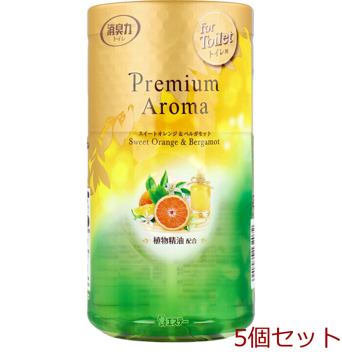 トイレの消臭力 プレミアムアロマ スイートオレンジ＆ベルガモット 400mL 5個セット-0