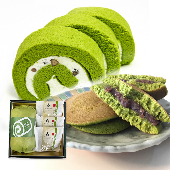  чай .. рулет  1 шт. столица .. dorayaki 3 шт набор зеленый чай японские сладости комплект подарок соответствует возможно -0