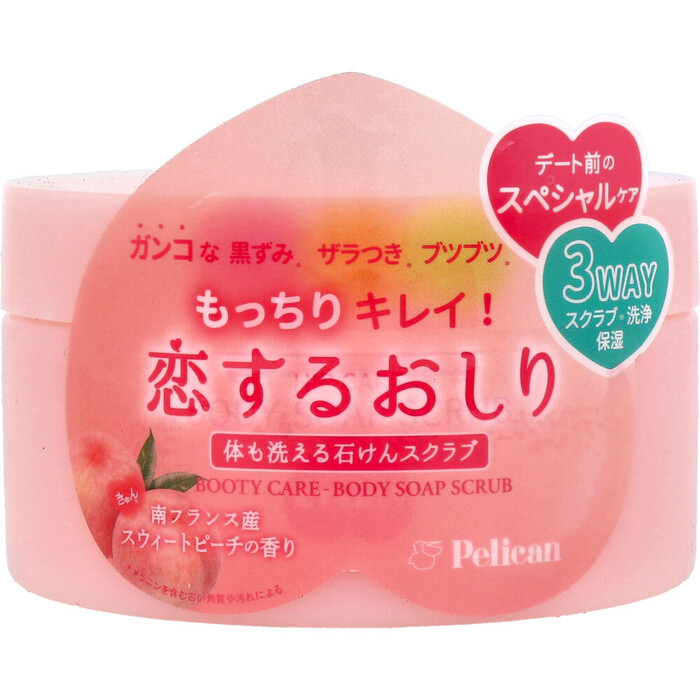 恋するおしり 体も洗える石けんスクラブ スウィートピーチの香り 180g-0