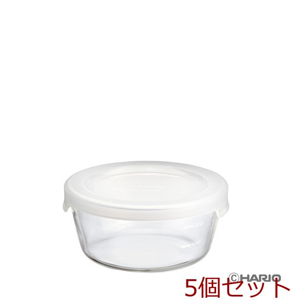 耐熱ガラス製保存容器丸300 ×5個セット-0