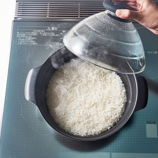 フタがガラスのIH対応ご飯釜雪平-2