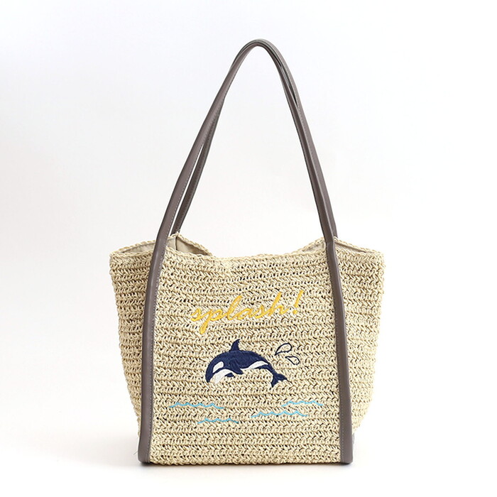 オーガニックペーパー犬刺繍かごバッグ COOCO（クーコ）の「モチーフペーパー刺繍カゴバッグ（かご