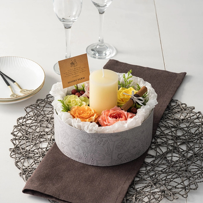 ホシファーム 薔薇のケーキでお祝いギフト カラフル キャンドル付 メッセージカード付 ラッピング済-0