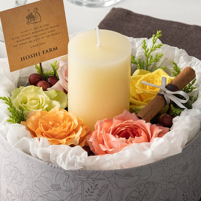 ホシファーム 薔薇のケーキでお祝いギフト カラフル キャンドル付 メッセージカード付 ラッピング済-1