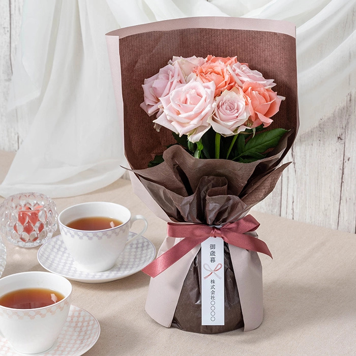 ホシファーム 届いた姿でそのまま飾れるスタンディング薔薇ブーケ スイート８本-0