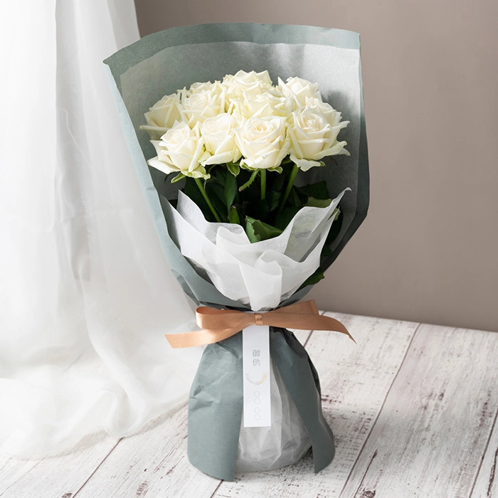 ホシファーム 届いた姿でそのまま飾れるスタンディング薔薇ブーケ ピュア１２本-0