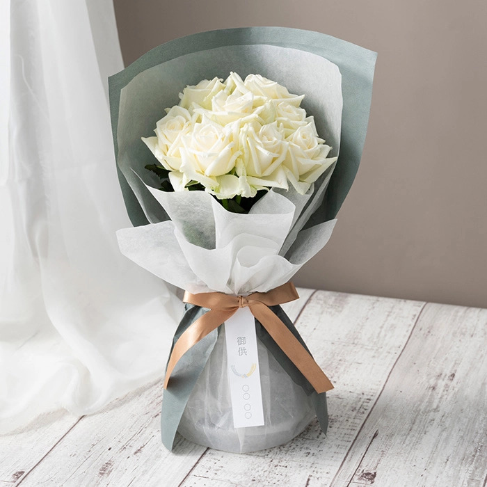 ホシファーム 届いた姿でそのまま飾れるスタンディング薔薇ブーケ ピュア８本-0