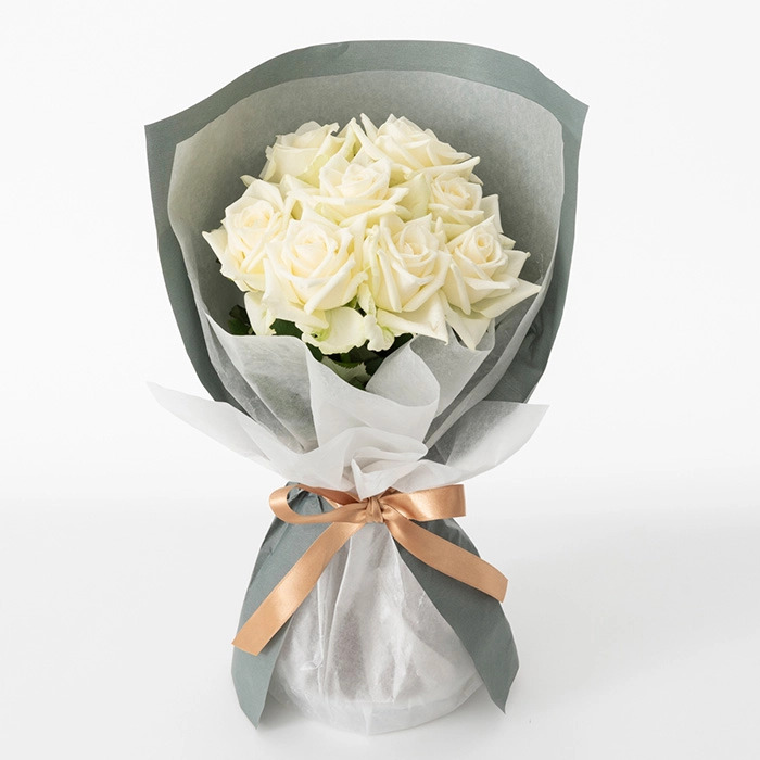 ホシファーム 届いた姿でそのまま飾れるスタンディング薔薇ブーケ ピュア８本-3