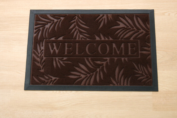 新生活 玄関マット リーフ柄 屋外用 ステイブラウン約40×60cm-2