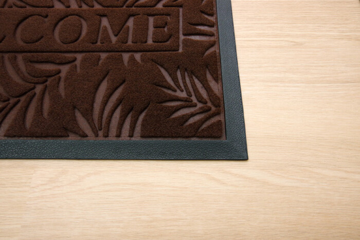 新生活 玄関マット リーフ柄 屋外用 ステイブラウン約40×60cm-3
