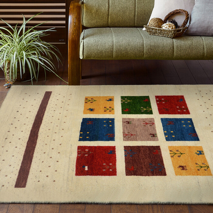 ラグ ギャッべ ラグ マット 約140×200cm GABBEH D19 羊毛 手織り-0