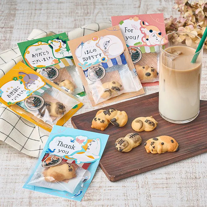 ねこクッキー おひるねにゃんこはバタークッキーの香りメッセージ Ｆｏｒｙｏｕ 5個セット-1