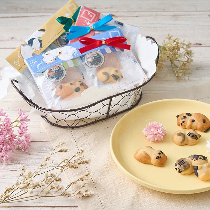 ねこクッキー おひるねにゃんこはバタークッキーの香り ２個入セットＢ 5セット-1