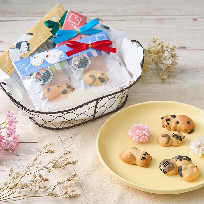 ねこクッキー おひるねにゃんこはバタークッキーの香り ２個入セットＡ 5セット-1