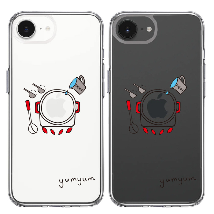iPhone16e ケース クリア 煮込み中 yumyum3 スマホケース 側面ソフト 背面ハード ハイブリッド -1