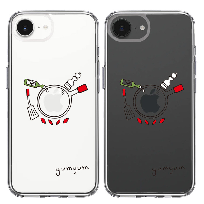 iPhone16e ケース クリア 調理中 yumyum2 スマホケース 側面ソフト 背面ハード ハイブリッド -1