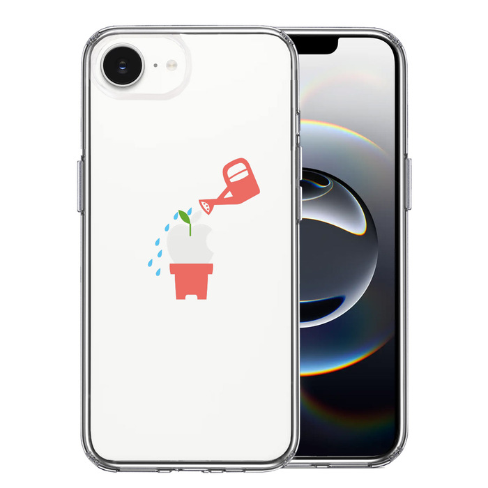 iPhone16e ケース クリア 新芽 スマホケース 側面ソフト 背面ハード ハイブリッド -0
