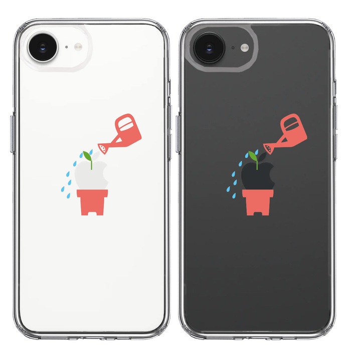 iPhone16e ケース クリア 新芽 スマホケース 側面ソフト 背面ハード ハイブリッド -1