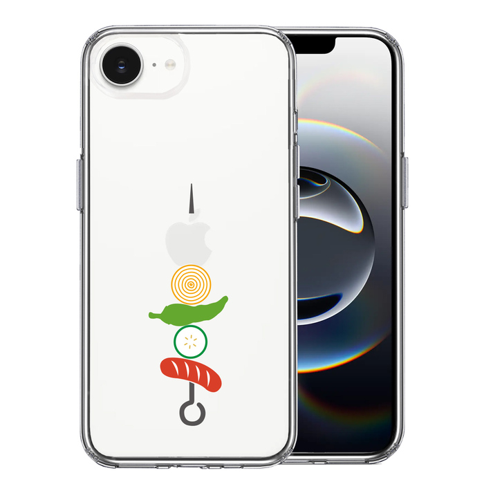iPhone16e ケース クリア BBQ バーベキュー スマホケース 側面ソフト 背面ハード ハイブリッド -0