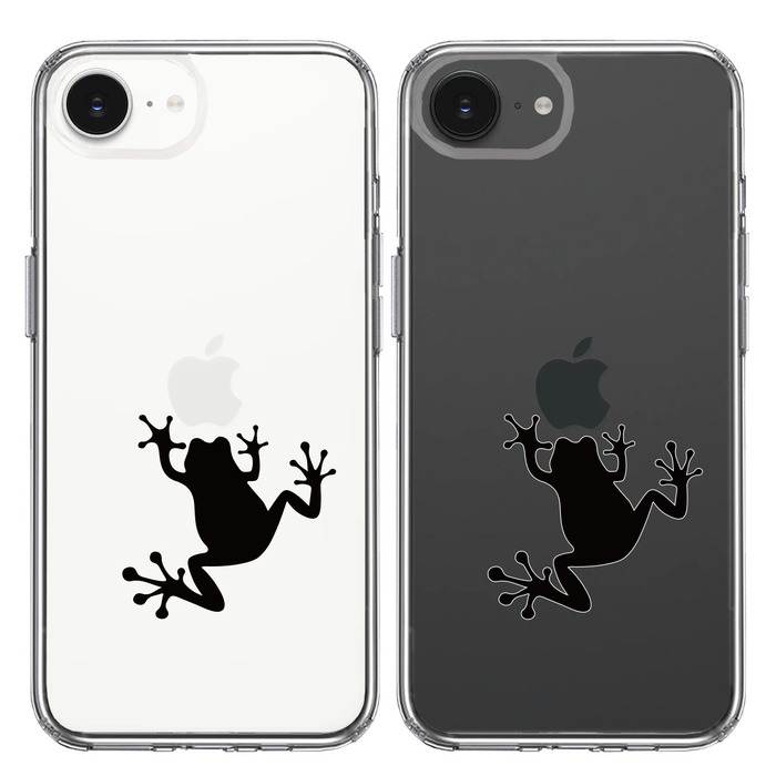 iPhone16e ケース クリア カエル 蛙 スマホケース 側面ソフト 背面ハード ハイブリッド -1