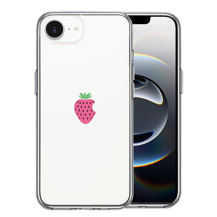iPhone16e ケース クリア イチゴ 苺 スマホケース 側面ソフト 背面ハード ハイブリッド -0
