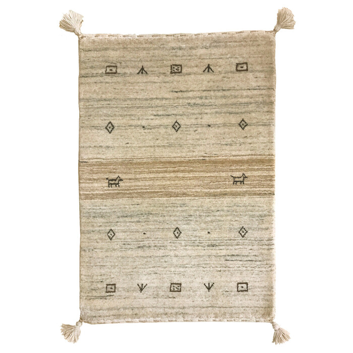 無染色ウールの特別ギャッベ 玄関マット 約60×90cm 屋内 なめらか ソフトタッチ LORRI BUFF L16-0