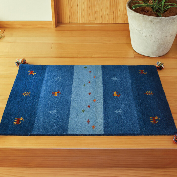 ギャッべマット 玄関マット 約60×90cm 屋内 GABBEH D20 羊毛 手織り-0