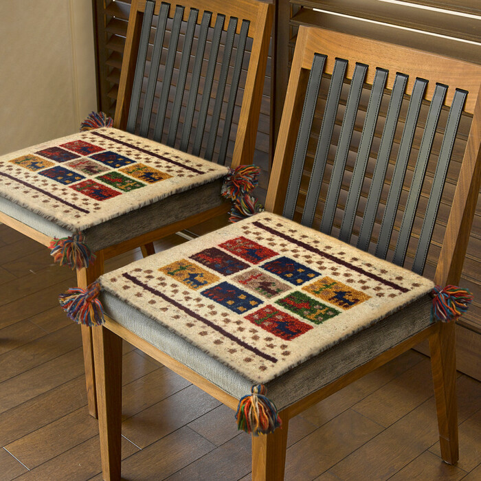 ギャッべ チェアパッド 座布団 マット GABBEH D19 約40×40cm-0