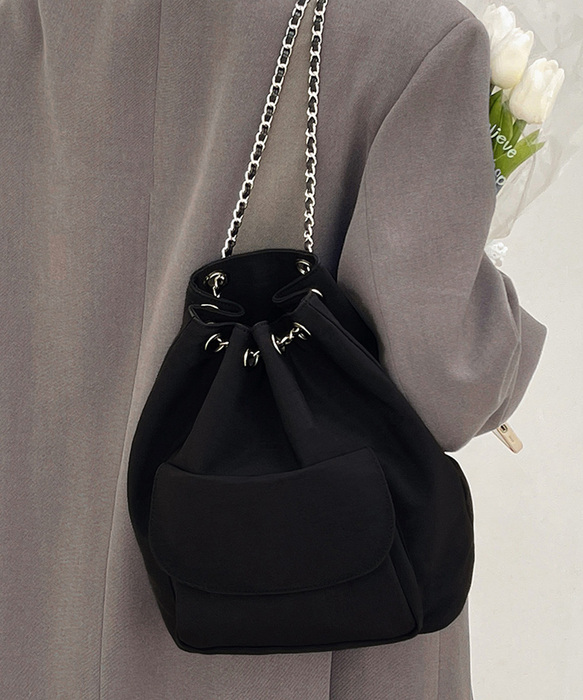 巾着リュック ナイロンチェーンバッグ軽量-0