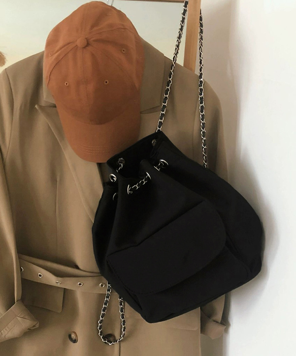 巾着リュック ナイロンチェーンバッグ軽量-1