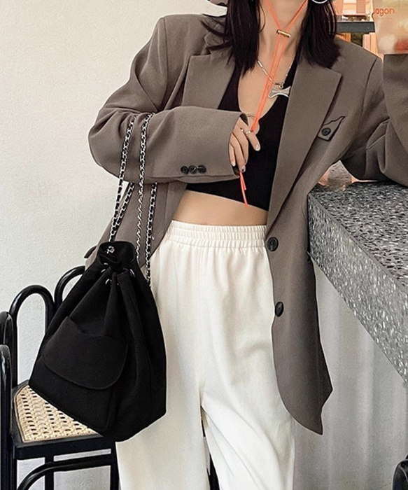 巾着リュック ナイロンチェーンバッグ軽量-2