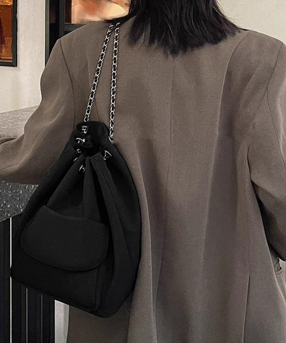 巾着リュック ナイロンチェーンバッグ軽量-3