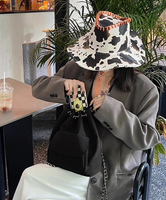 巾着リュック ナイロンチェーンバッグ軽量-5