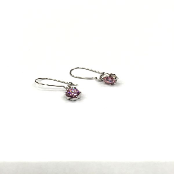 日本製 6本爪で巻き込まれたピンクキュービック スナップピアス １ペア　SNPi 560P-0