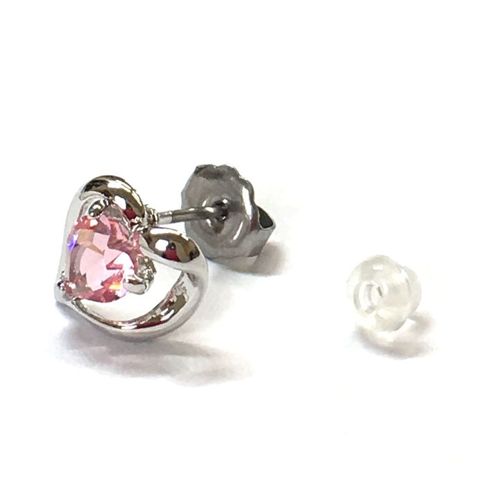 日本製 asymmetry ハートピアス 1個　ライトローズ SILVER925 高品質クリスタル使用 SP 004-0