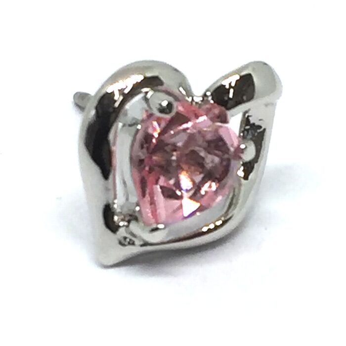 日本製 asymmetry ハートピアス 1個　ライトローズ SILVER925 高品質クリスタル使用 SP 004-1