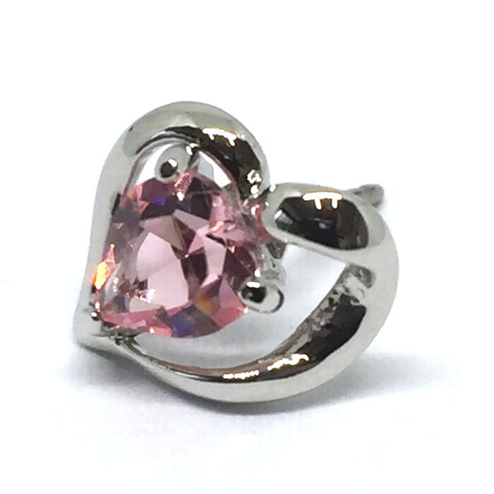 日本製 asymmetry ハートピアス 1個　ライトローズ SILVER925 高品質クリスタル使用 SP 004-2