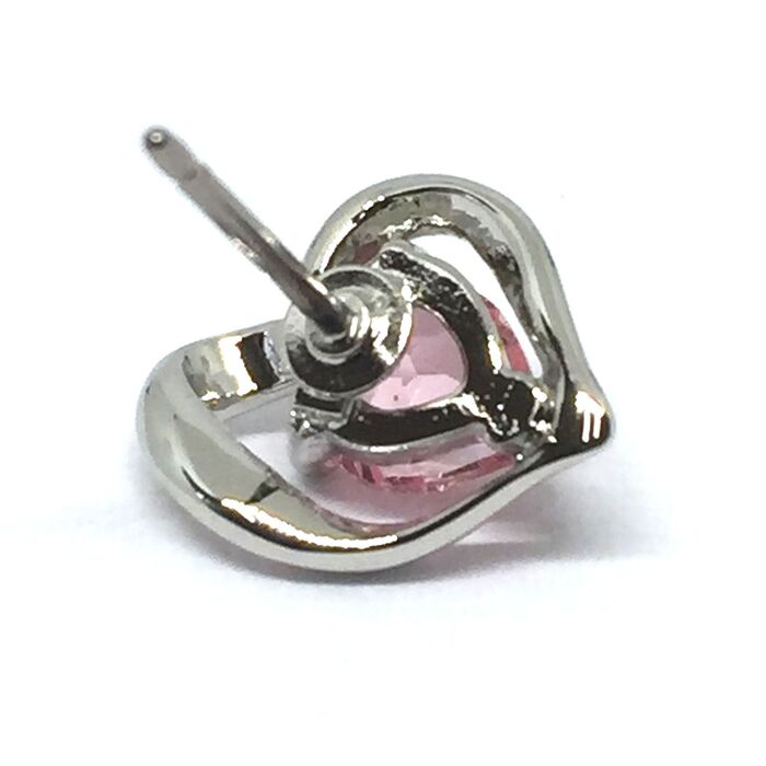 日本製 asymmetry ハートピアス 1個　ライトローズ SILVER925 高品質クリスタル使用 SP 004-3