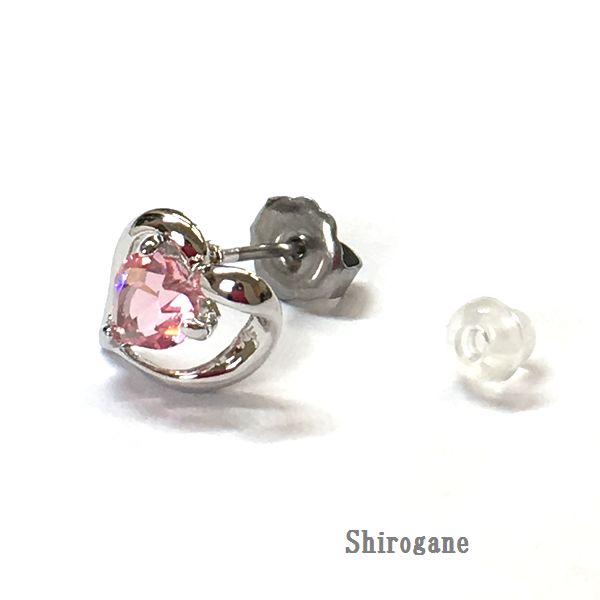 日本製 asymmetry ハートピアス 1個　ライトローズ SILVER925 高品質クリスタル使用 SP 004-5